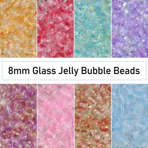 Dreamy Jelly Bubble Double Color Glass Round Beads 8mm Loose Spacer Beads for DIY Bracelet Necklace Jewelry Making