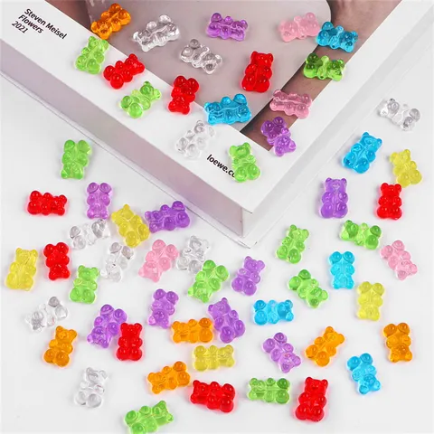 Dijes de Oso Iridiscentes de Acrílico Accesorio para Hacer Joyas Hechas a Mano DIY para Horquillas Pendientes Colgantes de Osito de Goma