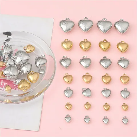 Heart Shape Pendants DIY Electroplated Plastic Charms Gold Silver Color Beads For Earring Necklace Jewelry Making Accessories