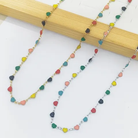 Collana Minimalista in Acciaio Inossidabile con Cuore in Smalto per Donna Ciondolo a Cuore Placcato Oro Argento Regalo di San Valentino