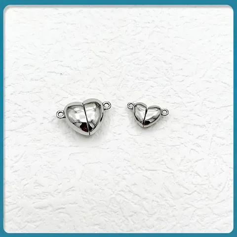 Chiusura Magnetica in Acciaio Inossidabile a Forma di Cuore Connettori a Doppio Foro per Creazione Gioielli Bracciali Collane