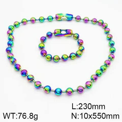 Stainless Steel Ball Chain Necklace Bracelet For Men Women Gold Silver Rainbow Metal Bead Chain Minimalist Jewelry Gift