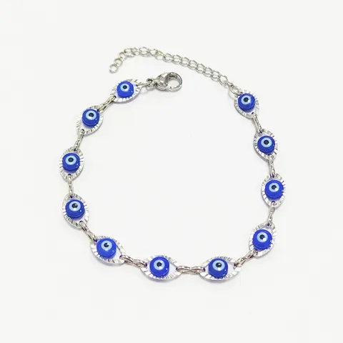Bracciale Evil Eye in Acciaio Inossidabile per Donna Uomo Oro Argento Placcato Occhio di Nazar Catena Regolabile Gioielli Braccialetto