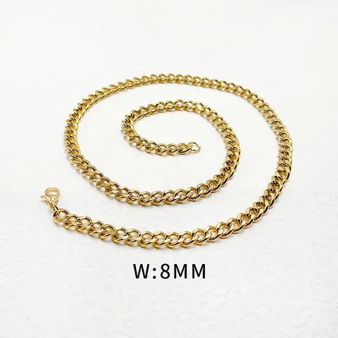 Collana Bracciale con Maglia Cubana in Acciaio Inossidabile Catena Smerigliata Piatta per Uomo Donna Gioielli Hip Hop