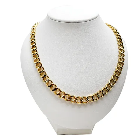Collana Bracciale con Maglia Cubana in Acciaio Inossidabile Catena Smerigliata Piatta per Uomo Donna Gioielli Hip Hop