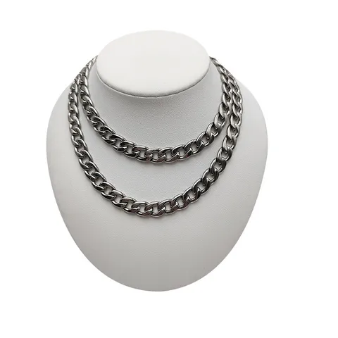 Collana a Catena NK in Acciaio Inossidabile Catena Minimalista a Maglia Grumetta Cubana per Uomo Donna Gioielli di Moda Acciaio Lucido Stile Semplice