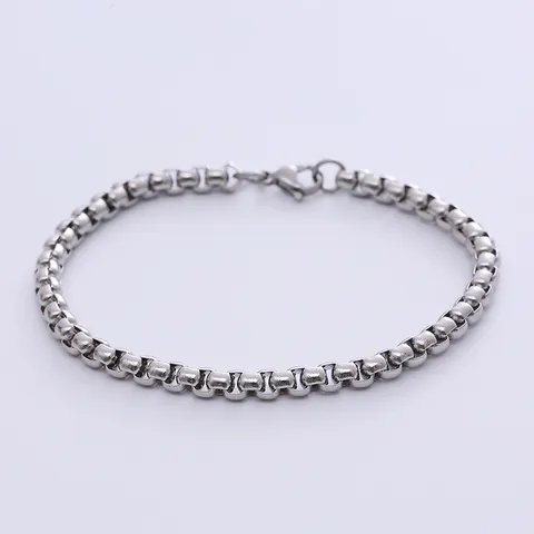 Collana Bracciale in Catena Veneziana in Acciaio al Titanio Minimalista Con Catena di Estensione Gioielli Catena a Maglie Quadrate Unisex Argento