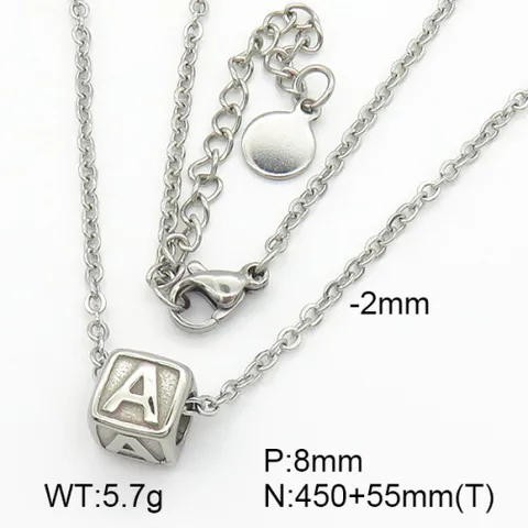 Stainless Steel Square Alphabet Cube Pendant Necklace Minimalist Letter Block Choker For Women Fashion Jewelry Accessories