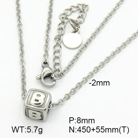 Stainless Steel Square Alphabet Cube Pendant Necklace Minimalist Letter Block Choker For Women Fashion Jewelry Accessories