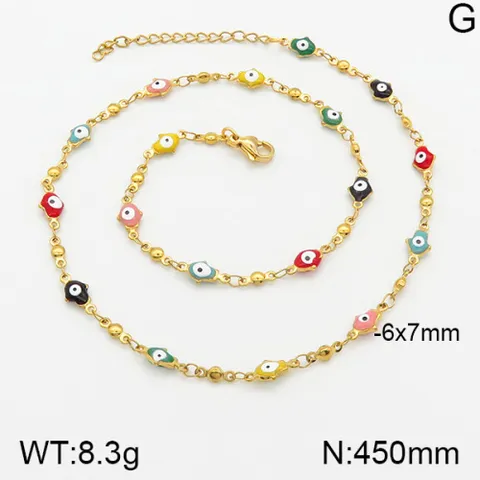 Collana in Acciaio Inossidabile Mano di Fatima Malocchio per Donna Oro Argento Smalto Colorato Choker Gioielli