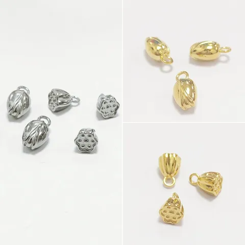 Stainless Steel Lotus Pod Bud Pendants For DIY Jewelry Making Accessories Gold Silver Metallic Lotus Flower Charms Traditional Crafting Jewelry Findings