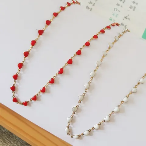 Collana Minimalista in Acciaio Inossidabile con Cuore in Smalto per Donna Ciondolo a Cuore Placcato Oro Argento Regalo di San Valentino