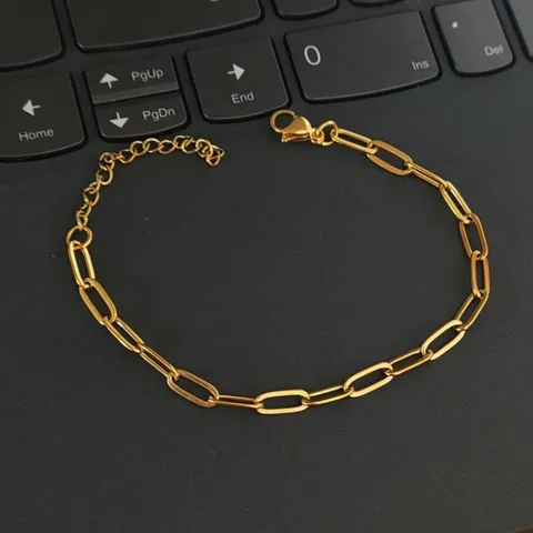 Bracciale a Catena a Graffetta in Acciaio Inossidabile Minimalista per Donna Uomo Versatile Placcato Oro Argento Collana a Catena Gioielli di Moda