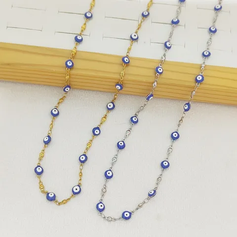 Collier Oeil du Mal en Acier Inoxydable pour Femmes Huile Dégouttante Perles Colorées Chaîne de Clavicule Bijoux Cadeau