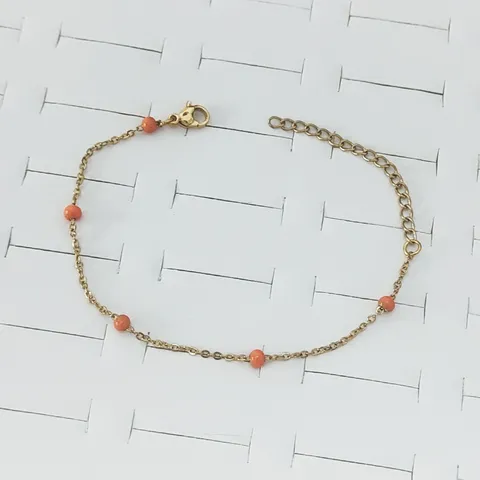 Bracciale in Acciaio Inossidabile con Perline Tonde in Smalto Colorato per Donna Minimalista Braccialetto Regolabile in Smalto Neon Gioielli