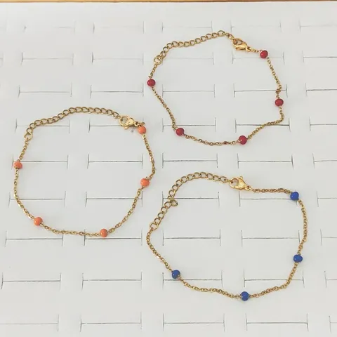 Bracciale in Acciaio Inossidabile con Perline Tonde in Smalto Colorato per Donna Minimalista Braccialetto Regolabile in Smalto Neon Gioielli