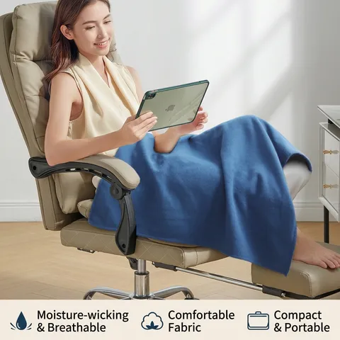 Solid Color Navy Blue Acrylic Shawl Blanket Portable Soft Warm Nap Blanket For Office Sofa Bedding Throw Anti-Static Travel Blanket