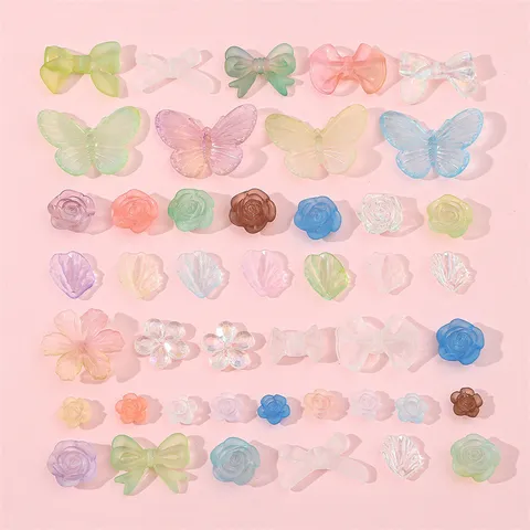 Cuentas de Acrílico Esmerilado Degradado Forma de Flor Lazo Pétalo para Creación de Joyería DIY Pulsera Colgante Material Paquete de 30g
