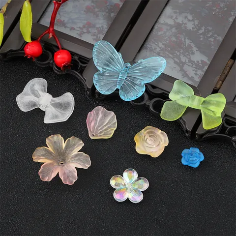 Cuentas de Acrílico Esmerilado Degradado Forma de Flor Lazo Pétalo para Creación de Joyería DIY Pulsera Colgante Material Paquete de 30g