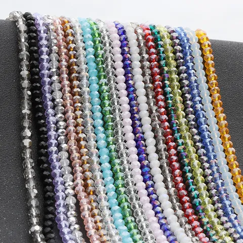 Faceted Glass Rondelle Beads Transparent Crystal Ab Loose Spacers For Diy Necklace Bracelet Jewelry Making Supplies