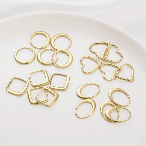 Colgantes de Cobre Llenos de Oro de 14K Marco Abierto Geométrico Corazón Óvalo Rombo Redondo Para DIY Pendientes Fabricación de Joyas Accesorios Mujer
