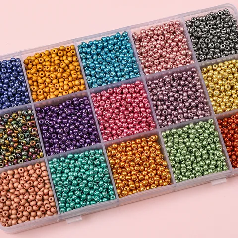 2mm 3mm 4mm Glass Seed Beads Metallic Color Round Loose Beads For DIY Necklace Bracelet Jewelry Making Minimalist Handmade Accessories
