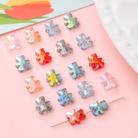 Perline di Vetro Galvanizzate a Forma di Orso per la Creazione di Gioielli Fai da Te Perline Distanziatrici a Forma di Animale Accessori