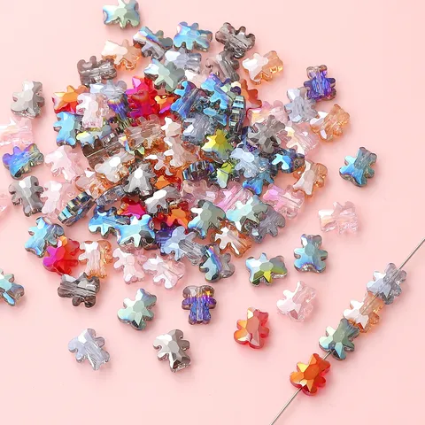 Perline di Vetro Galvanizzate a Forma di Orso per la Creazione di Gioielli Fai da Te Perline Distanziatrici a Forma di Animale Accessori
