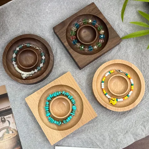 Solid Wood Bead Design Board Bracelet Jewelry Display Tray Flocked Beads Organizer Plate Jewelry Making Tool Photography Props