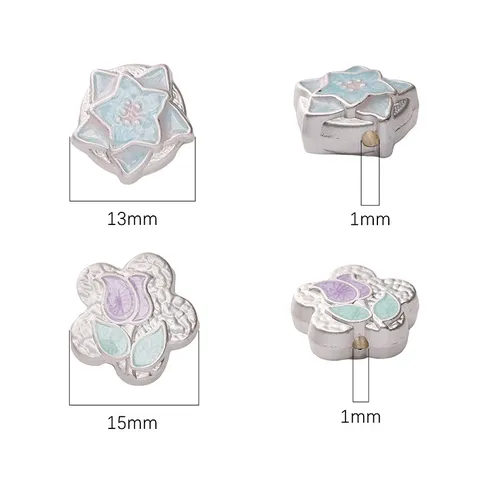 Matte Silver Alloy Tulip Star Flower Beads For DIY Jewelry Making Handmade Bracelet Necklace Accessories Enamel Spacers