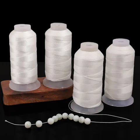 Filo per Perline in Nylon Bianco Cordino Intrecciato a Più Trefoli per Creazione Gioielli Fai da Te Bracciale Collana Accessori