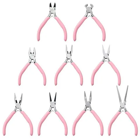 Mini Jewelry Pliers Tool Set For DIY Handmade Beading Wire Wrapping Carbon Steel Needle Round Nose Diagonal Pliers Pinking Handle