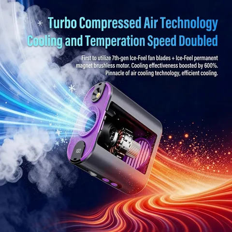 Portable Waist Fan With Semiconductor Cooling Ice Compress Flashlight Digital Display 6000mAh Rechargeable Outdoor Fan