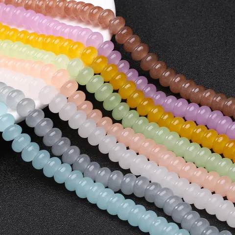 Glas Imitat Jade Abakus Perlen Lose Flache Runde Zwischenperlen Für DIY Schmuckherstellung Armband Halskette Zubehör