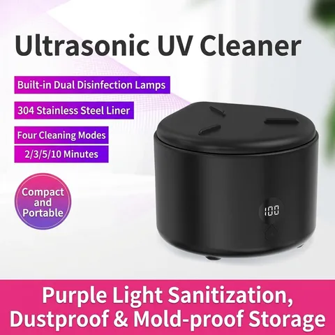 Portable Ultrasonic Denture Cleaner For Retainers Braces High Frequency Professional Stainless Steel Cleaning Machine Home Care