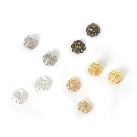 Metal Alloy Filigree Hollow Flower Bead Caps for DIY Jewelry Making Spacer Caps for Earrings Hairpins Bracelets Handcraft Material
