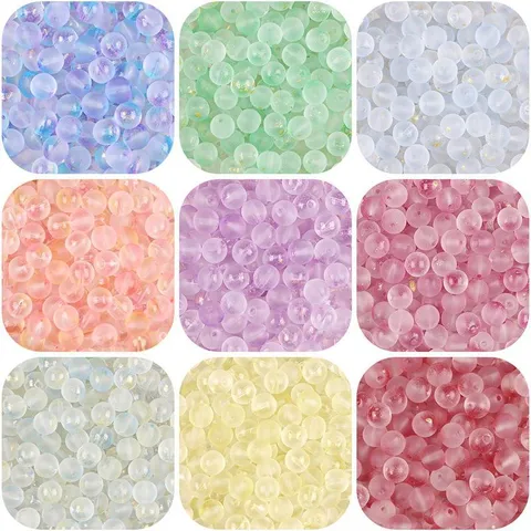 Frosted Glass Beads With Gold Dust And Bubbles Jelly Double Color Round Loose Spacer Beads For DIY Jewelry Making Crafts