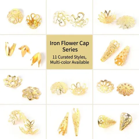 Alloy Hollow Floral Bead Caps Vintage Filigree Flower End Caps Spacer Findings For DIY Jewelry Making Earrings Components