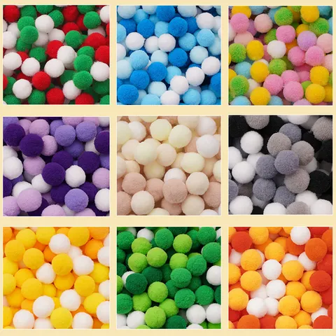 Mini Boules en Peluche de Polyester Haute Élasticité Pompons Pour Accessoires de Bijoux de Bricolage Décoration de Noël Halloween Petites Boules Rondes Couleurs Mélangées