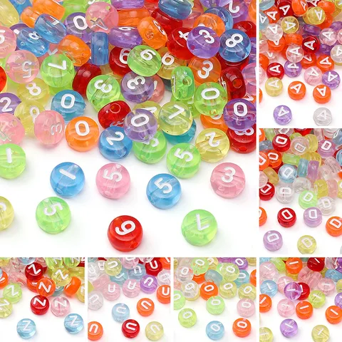 4x7mm Platte Ronde Acryl Letter Kralen Kleurrijke Cijfer Kralen Gemengde Kleur Letter Kralen Voor DIY Armband Ketting Handgemaakte Sieraden Maken Accessoires