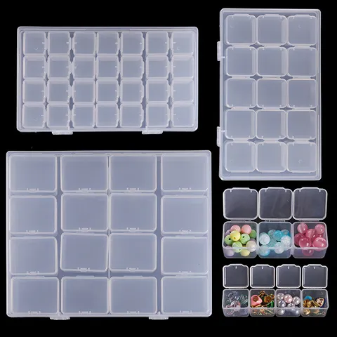 Boîte de Rangement en Plastique Transparent Multifonctionnelle pour Bijoux DIY Nail Art Perles Organisateur Rectangulaire Portable