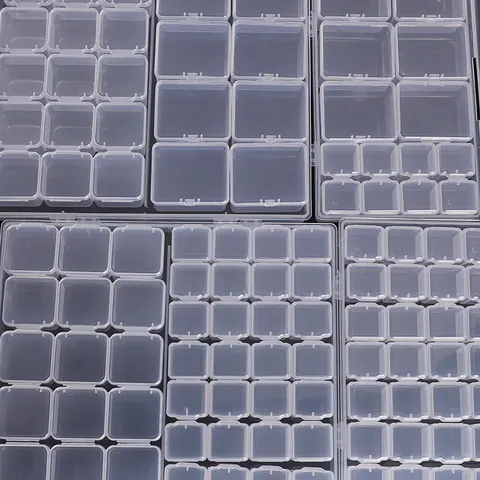 Boîte de Rangement en Plastique Transparent Multifonctionnelle pour Bijoux DIY Nail Art Perles Organisateur Rectangulaire Portable