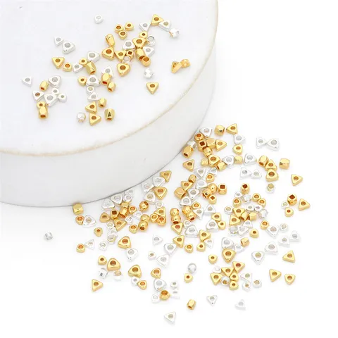 14K Gold Silver Plated Triangle Metal Spacer Beads For DIY Bracelet Necklace Making Handmade Loose Beads Finding Accessory