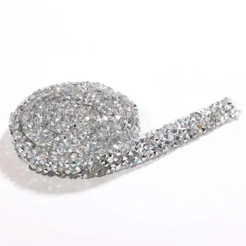 Self Adhesive Rhinestone Trim Ribbon Sparkly Crystal Mesh Banding For Wedding Dress Belt Handbag DIY Craft Decoration