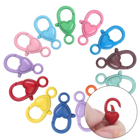 Fermoir Mousqueton en Alliage Peint Forme de Cœur pour Porte-Clés DIY Accessoires de Sac Fournitures de Bijouterie Mousqueton Cœur