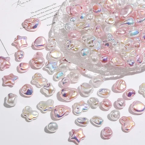 Iridescent ABS Irregular Artificial Pearl Beads Star Butterfly Starfish Heart Loose Beads For DIY Jewelry Making Necklaces Bracelets Accessories