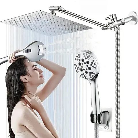 Modern Inbouw Regendoucheset Roestvrij Staal Vierkante Douchekop Met Messing Verlengarm Chroom Afwerking Badkamer