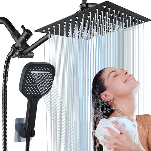 Système de Douche à Pluie en Acier Inoxydable Avec Douchette Haute Pression Noir Mat Poli Miroir Quincaillerie de Salle de Bain Tailles Variées