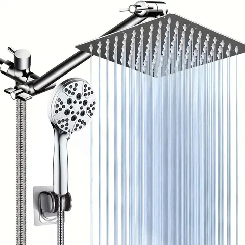 Modern Inbouw Regendoucheset Roestvrij Staal Vierkante Douchekop Met Messing Verlengarm Chroom Afwerking Badkamer