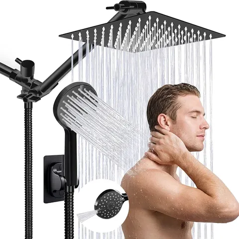 Stainless Steel Rainfall Shower Head Handheld Shower Combo With Extension Arm Multi Function Spray Gun Bathroom Shower System